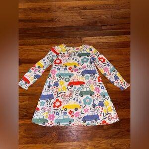 Mini Boden Girls Long Sleeve Cotton Dress Print Cars Floral Spring 5/6